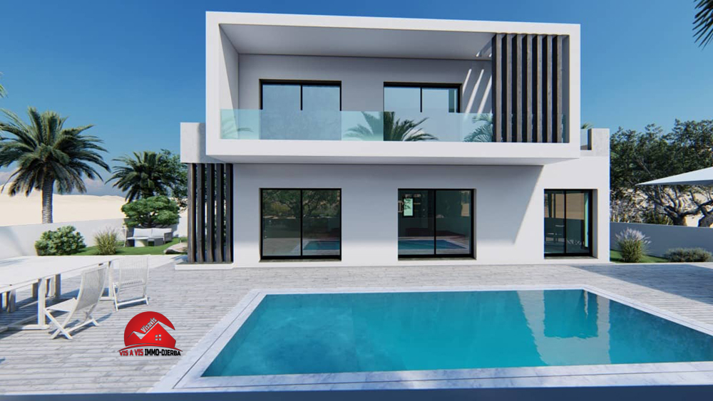 Projet de Villa avec piscine à Z.U Houmt Souk Djerba - Réf  P596