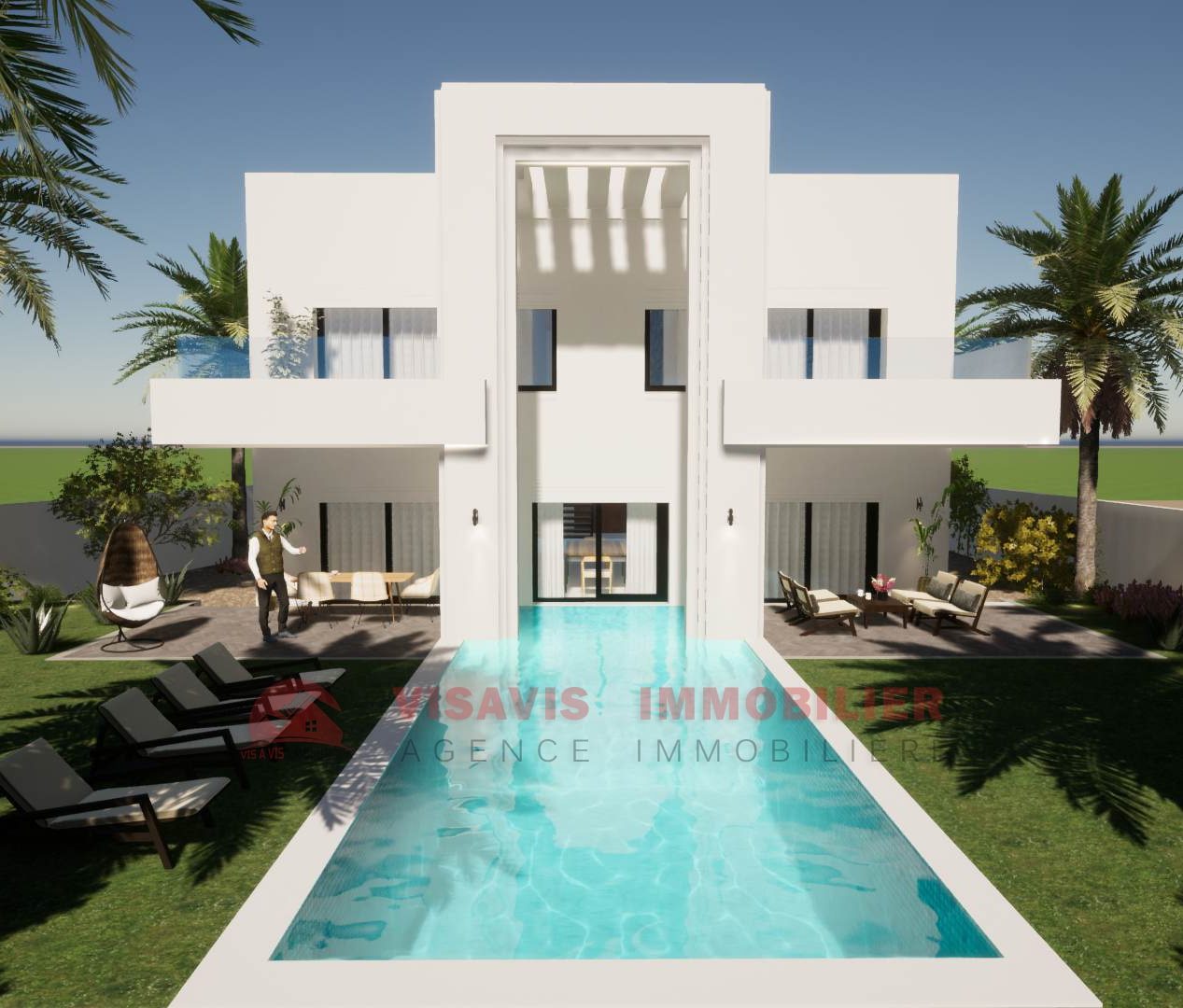 Modèle de plan de villa avec piscine à Djerba Houmt Souk