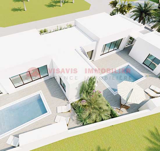 Projet de 2 villas avec piscine sur grand terrain à Djerba
